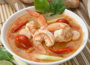 The tom Yam soup with shrimp